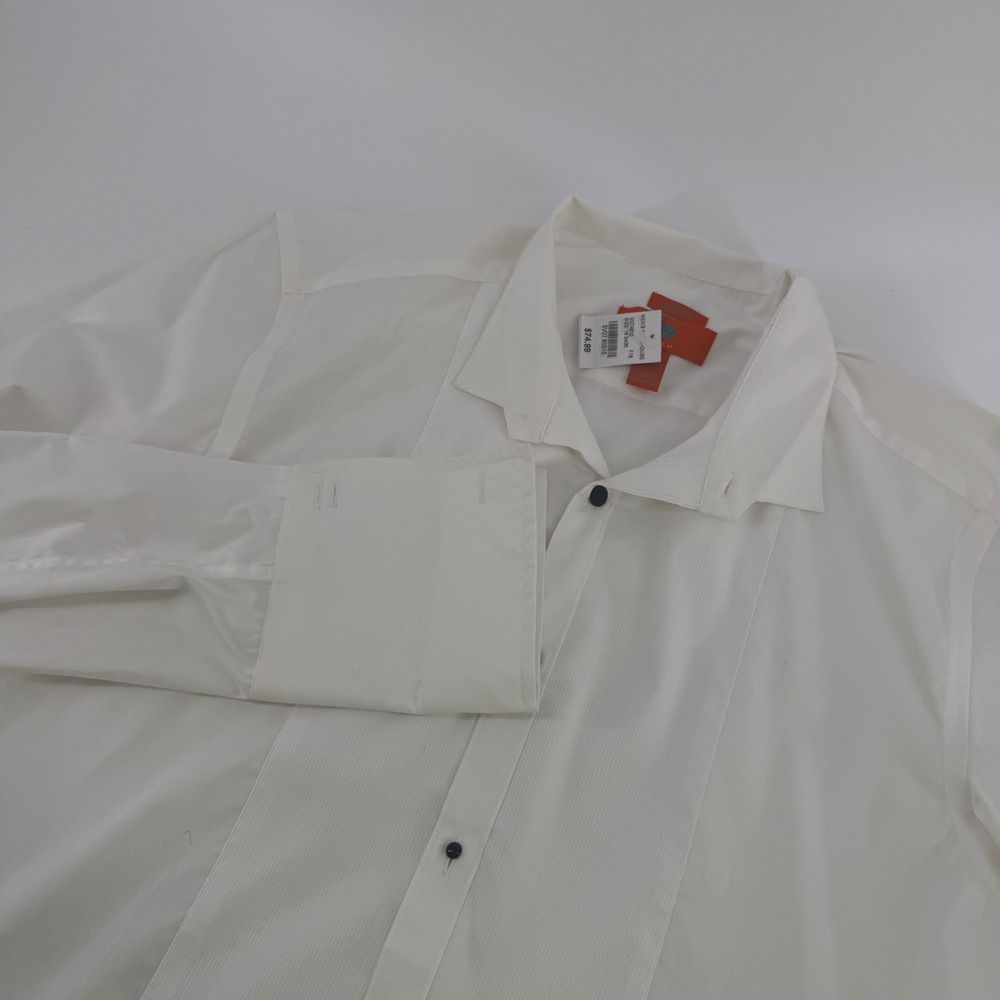 Egara Mens Tuxedo Shirt White Extreme Slim Fit Pleated Bib French Cuff 16 34/35